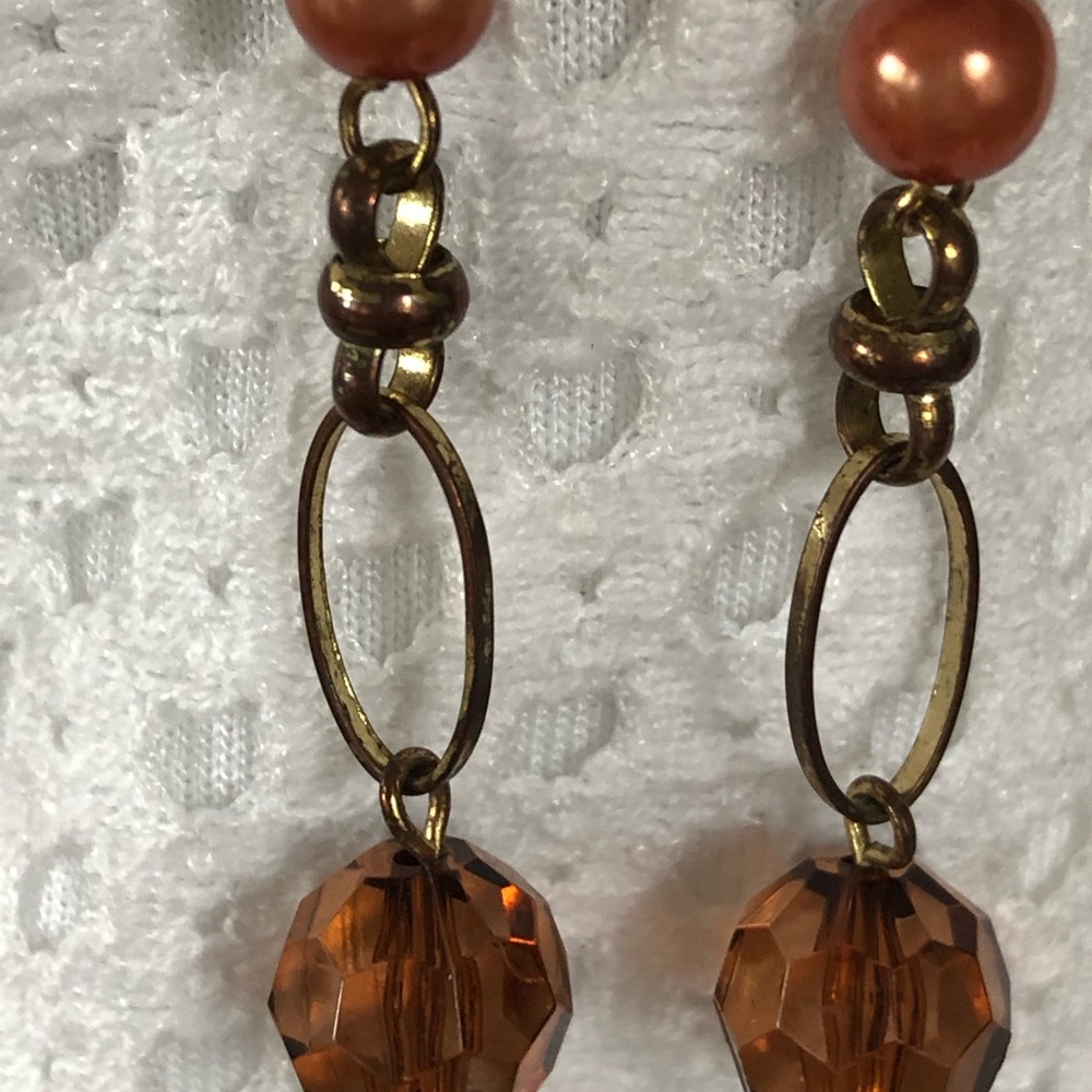 Vintage Style Bead Copper Earrings - Picture 5 of 6